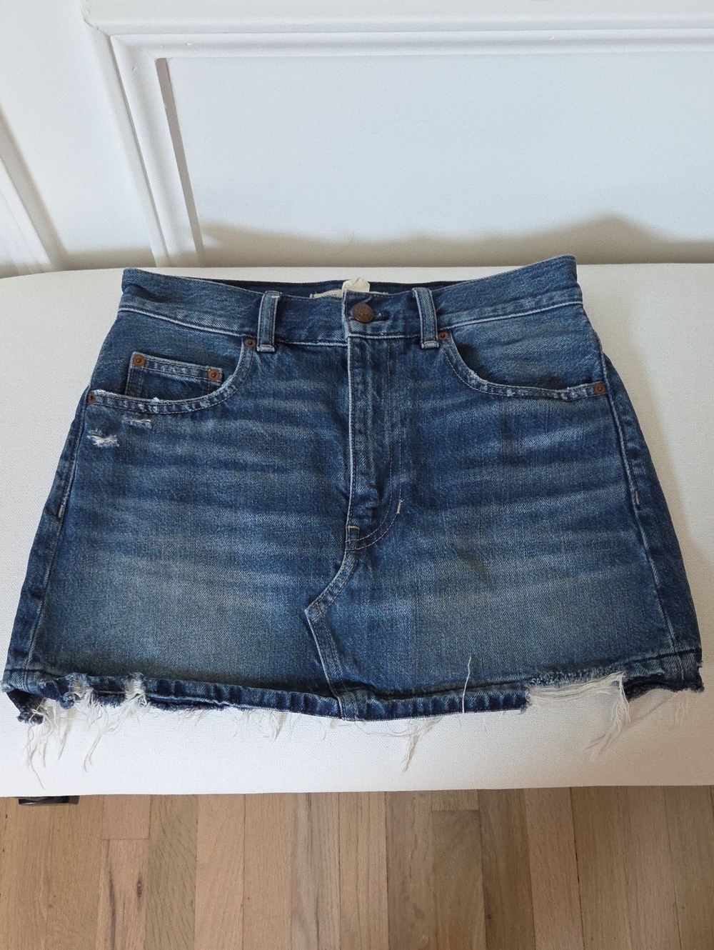 Madewell Blue Distressed Denim Mini Skirt Size 23 XS